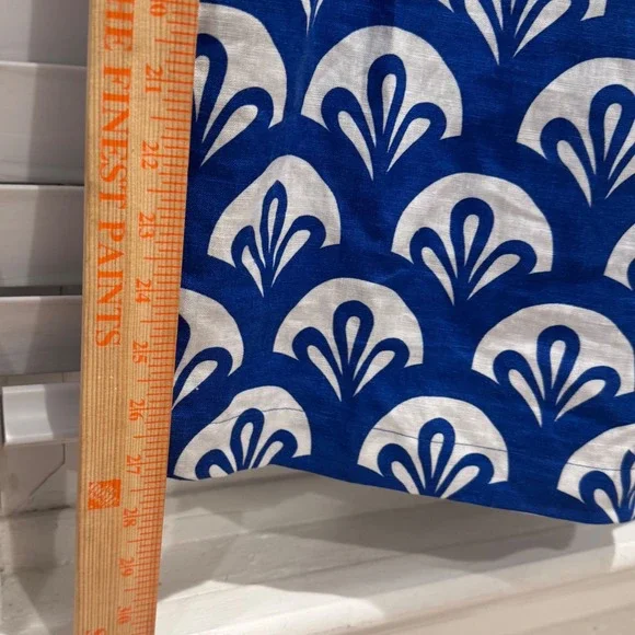 NEW Boden Blue & White Geometric Print Linen Tunic V Neck Dress‎ Sz 12R *No Belt - Picture 6 of 11